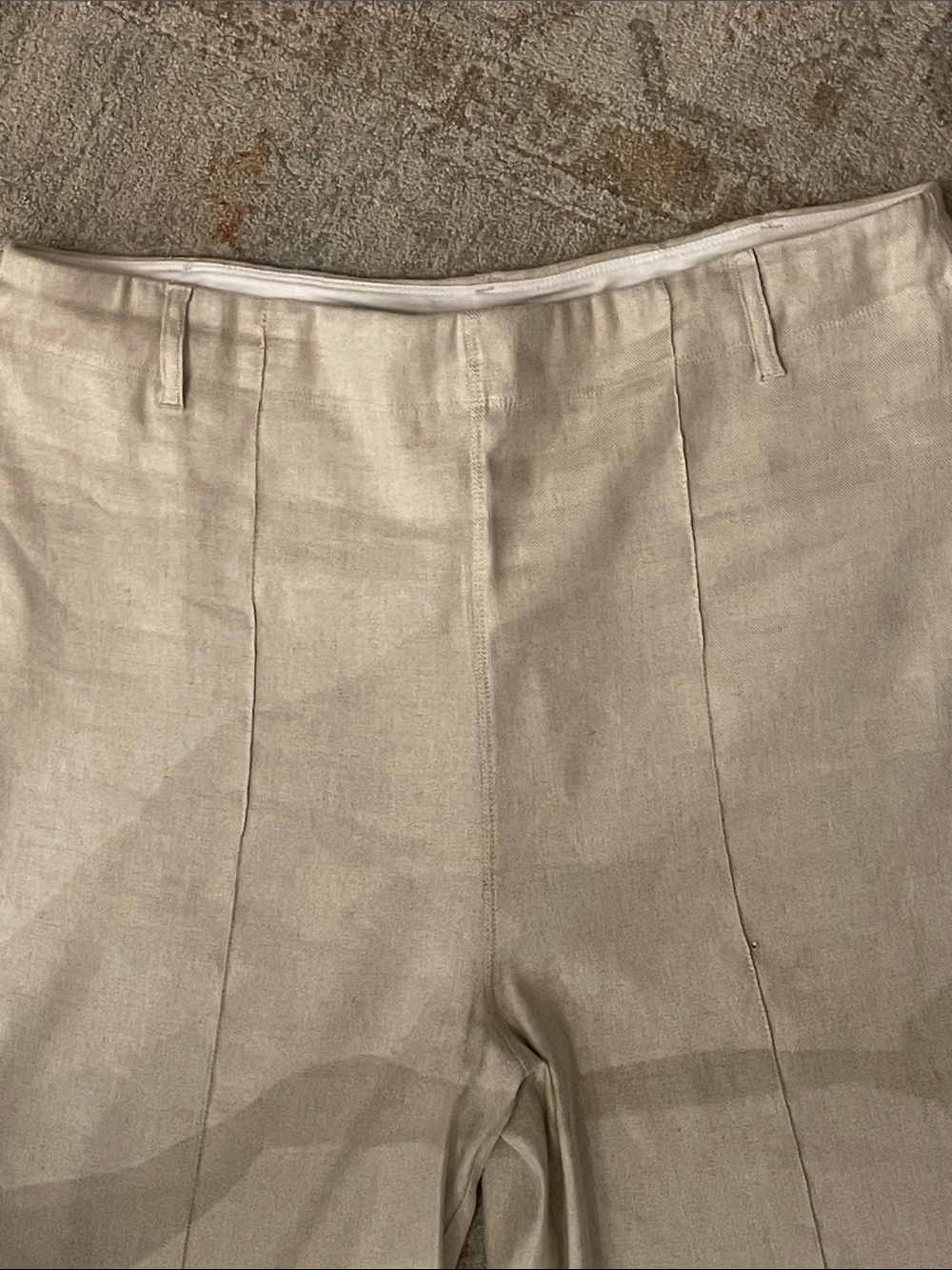 Lysse Wide-Leg Dress Pants in Light Beige Linen Blend. XL - Picture 3 of 10